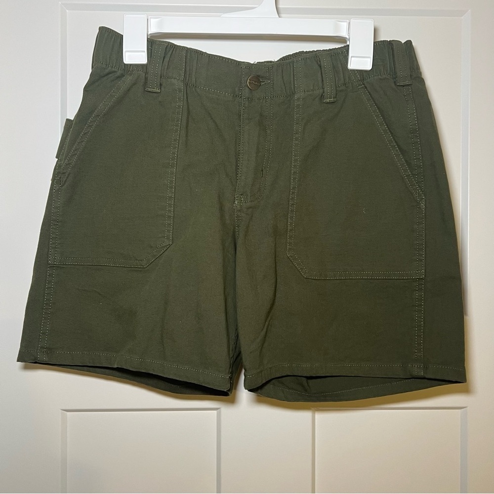NWT Carhartt Women’s Rugged Flex Canvas Work Short Relaxed Fit Basil